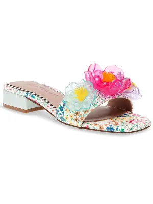 Brice Womens Patent Floral Print Slide Sandals
