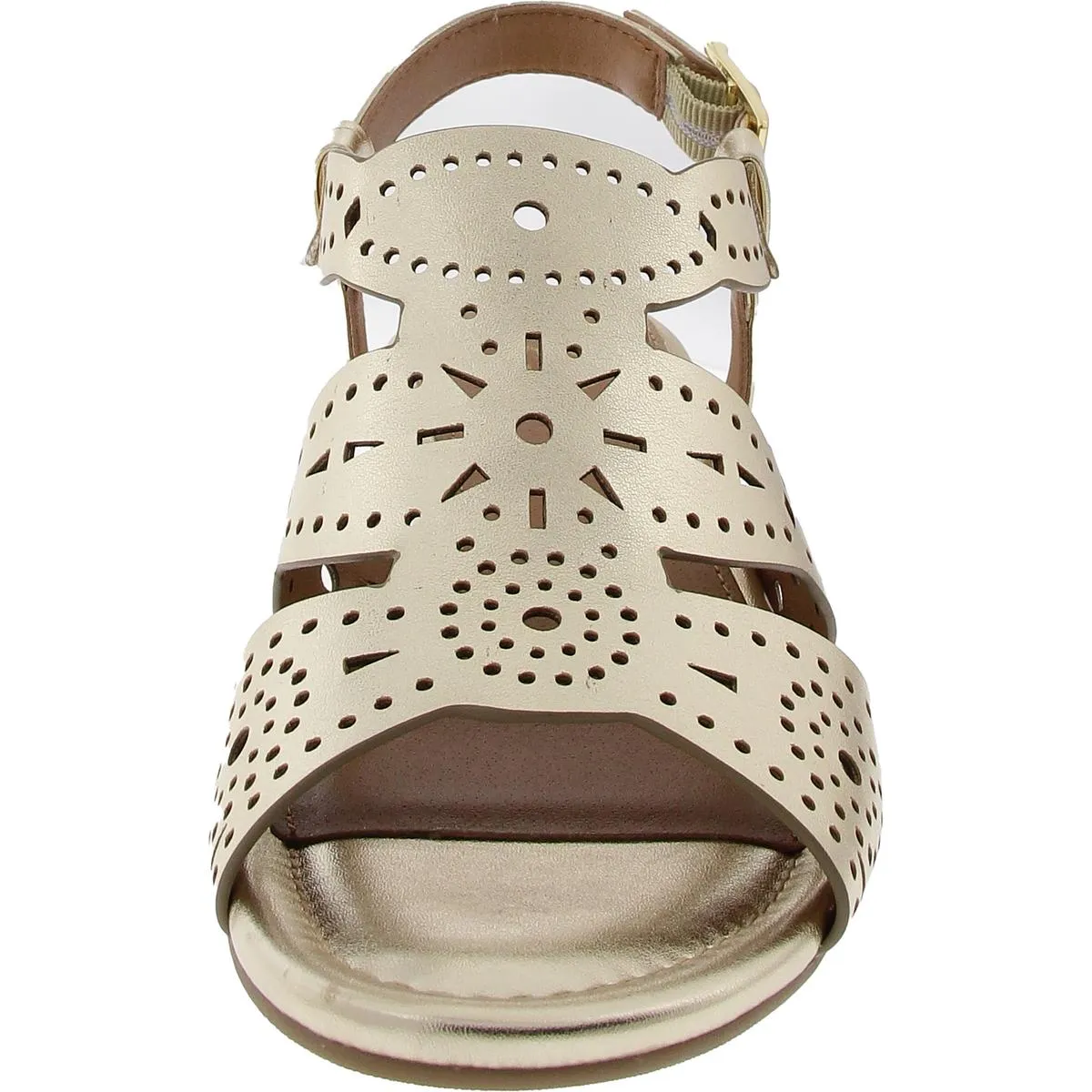 BRUSH UP Womens Faux Leather Ankle Strap Wedge Sandals