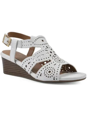 BRUSH UP Womens Faux Leather Ankle Strap Wedge Sandals