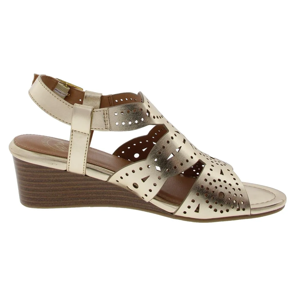 BRUSH UP Womens Faux Leather Ankle Strap Wedge Sandals