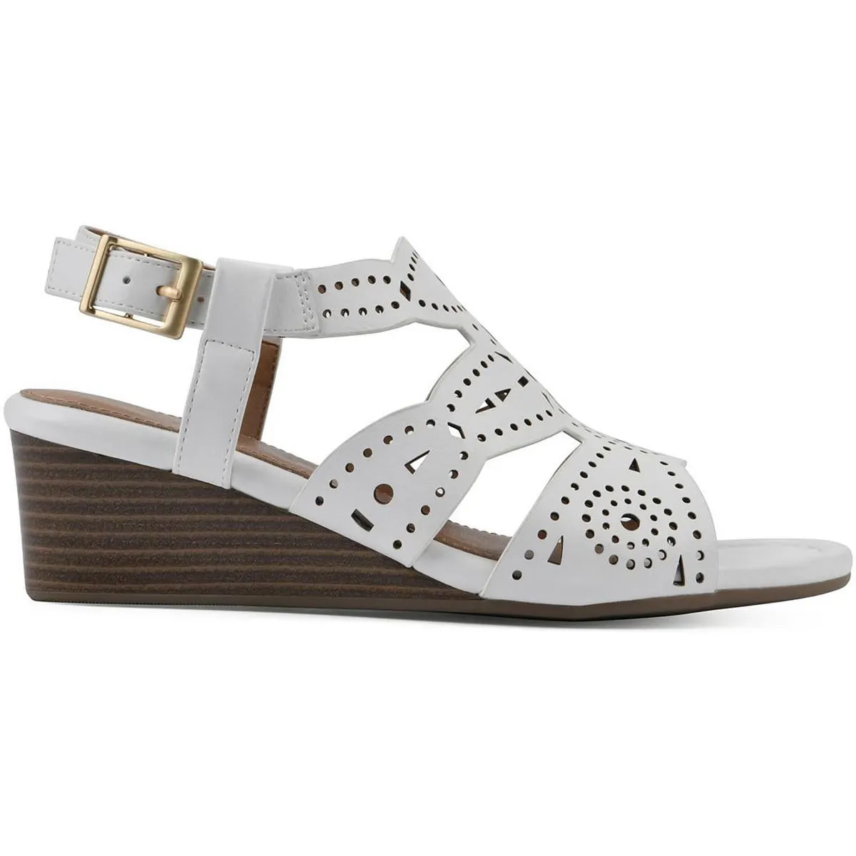 BRUSH UP Womens Faux Leather Ankle Strap Wedge Sandals