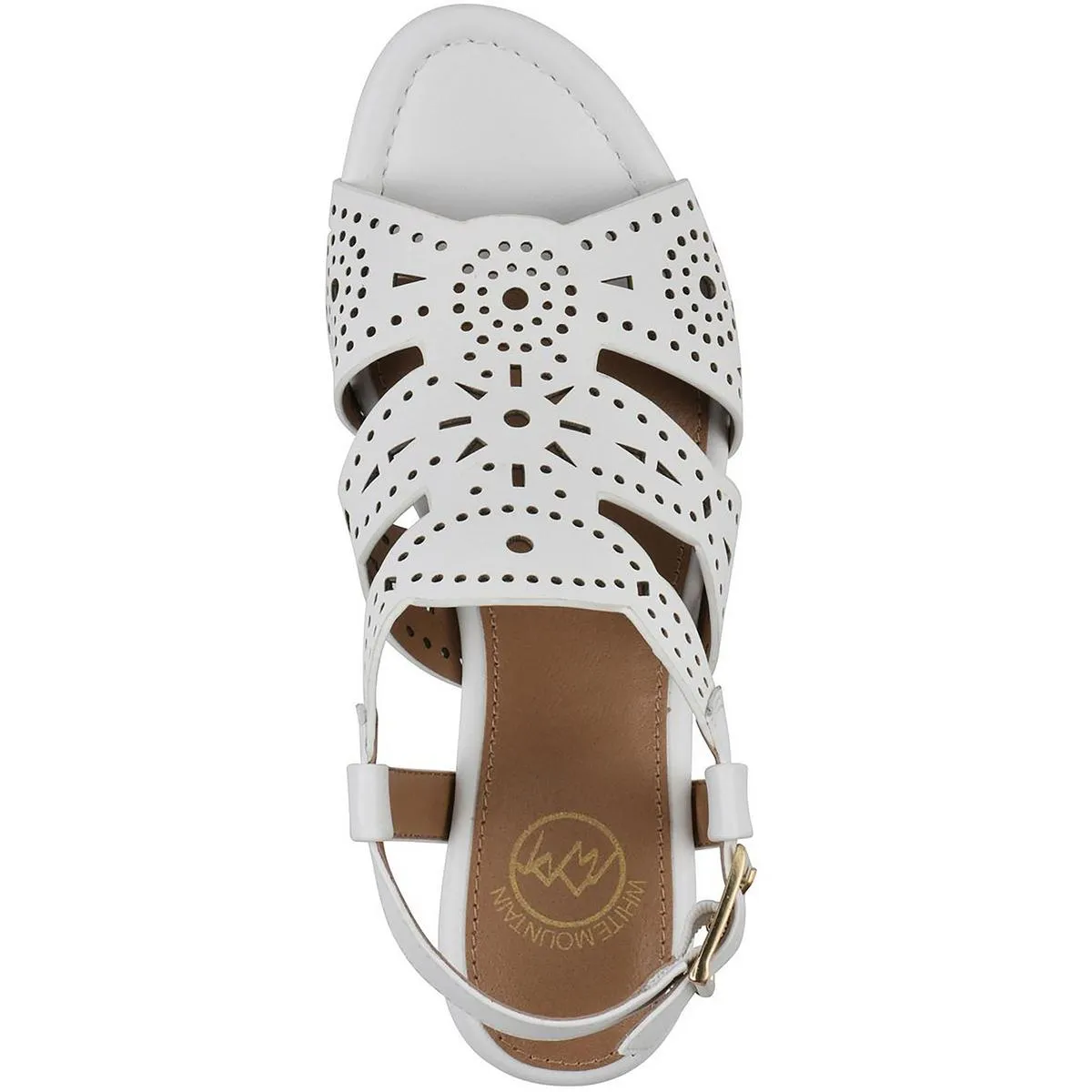 BRUSH UP Womens Faux Leather Ankle Strap Wedge Sandals