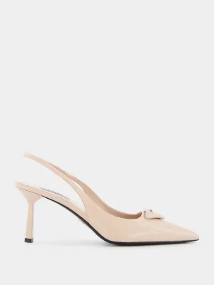 Brushed Leather Slingback Pumps