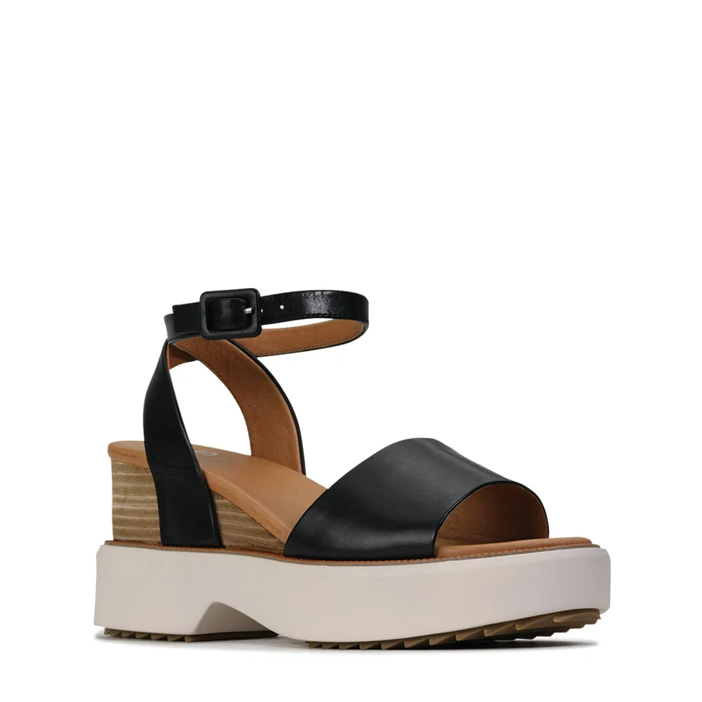 BRYCE LEATHER ANKLE STRAP WEDGE