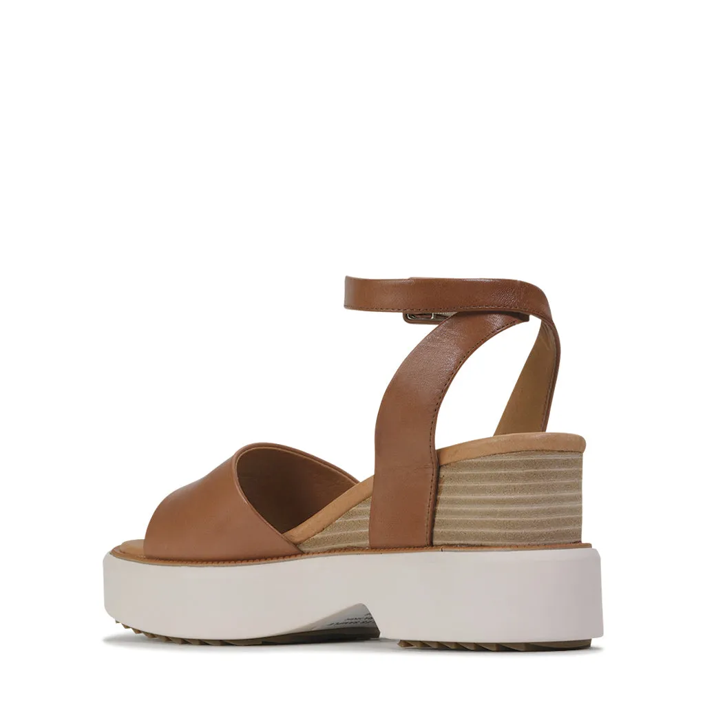 BRYCE LEATHER ANKLE STRAP WEDGE