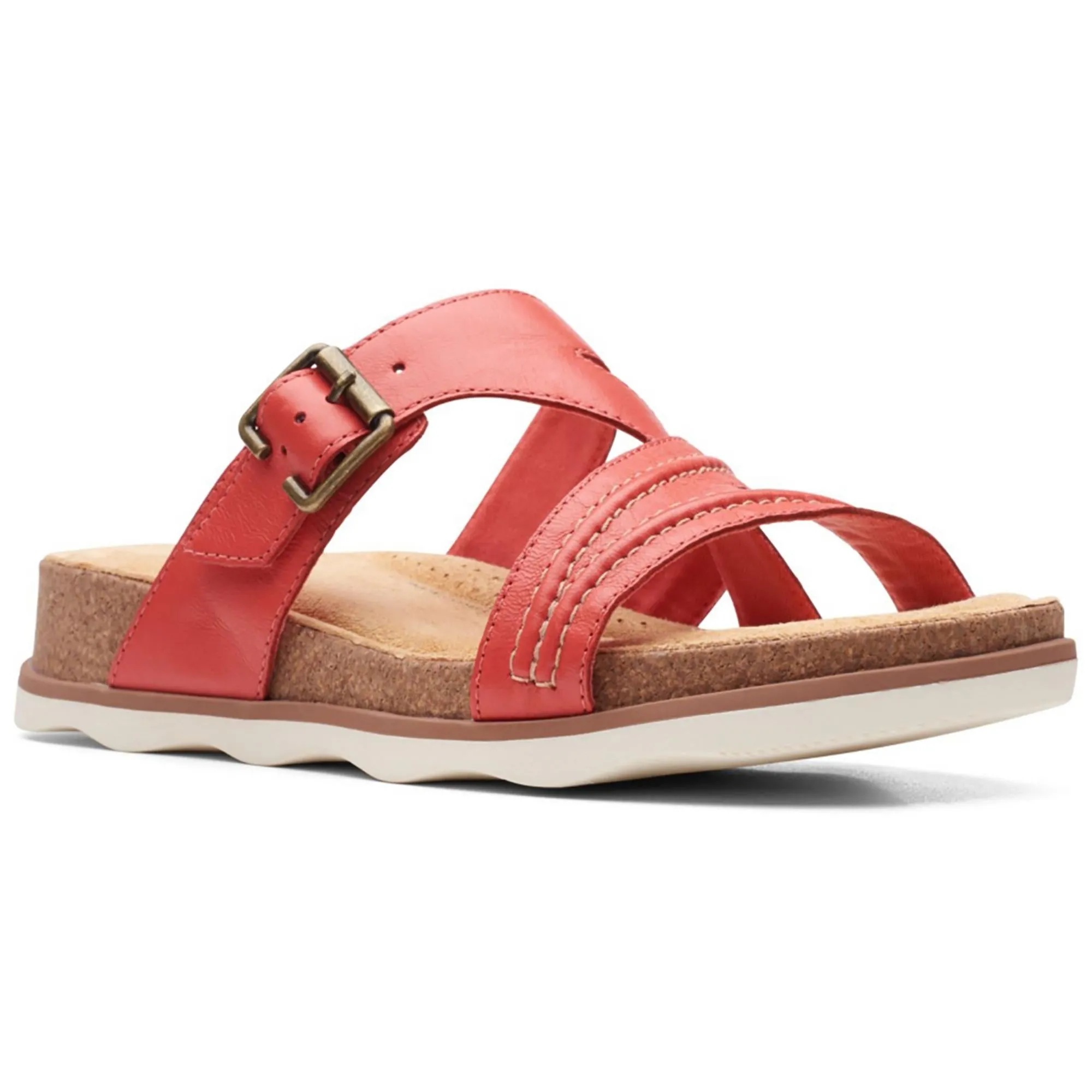 Brynn Hope Womens Leather Buckle Slide Sandals