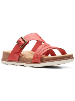 Brynn Hope Womens Leather Buckle Slide Sandals