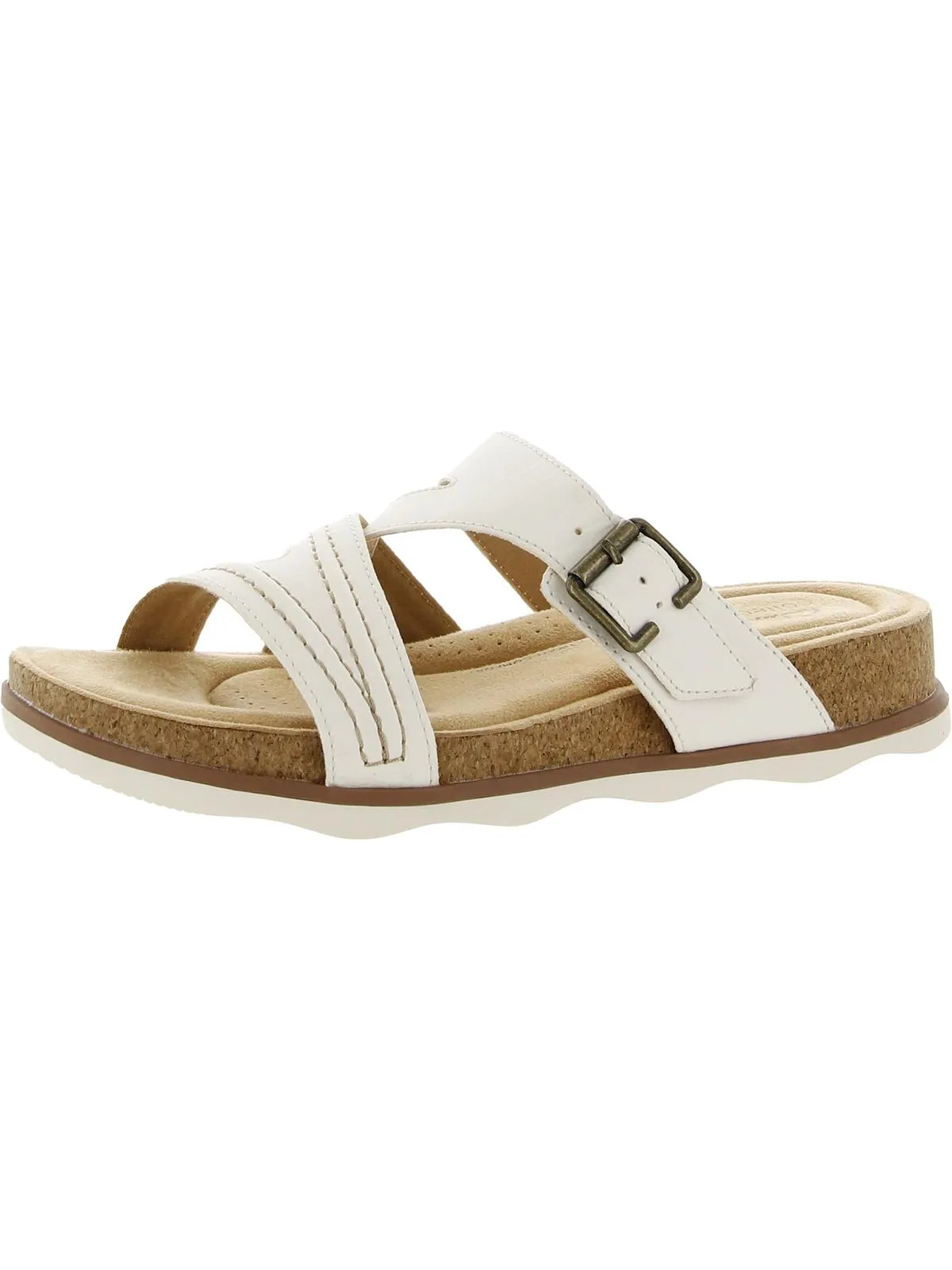 Brynn Hope Womens Leather Buckle Slide Sandals