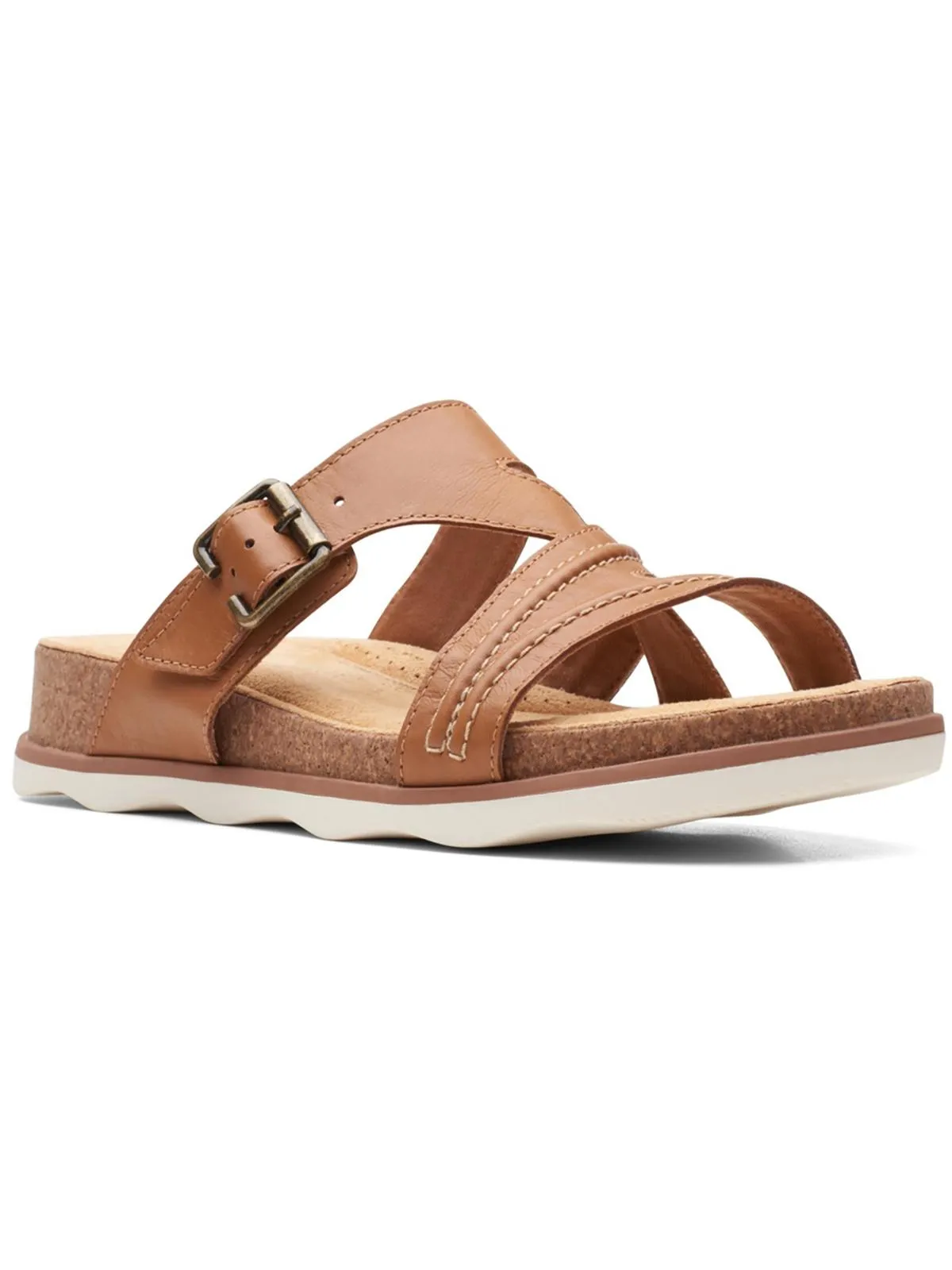Brynn Hope Womens Leather Buckle Slide Sandals