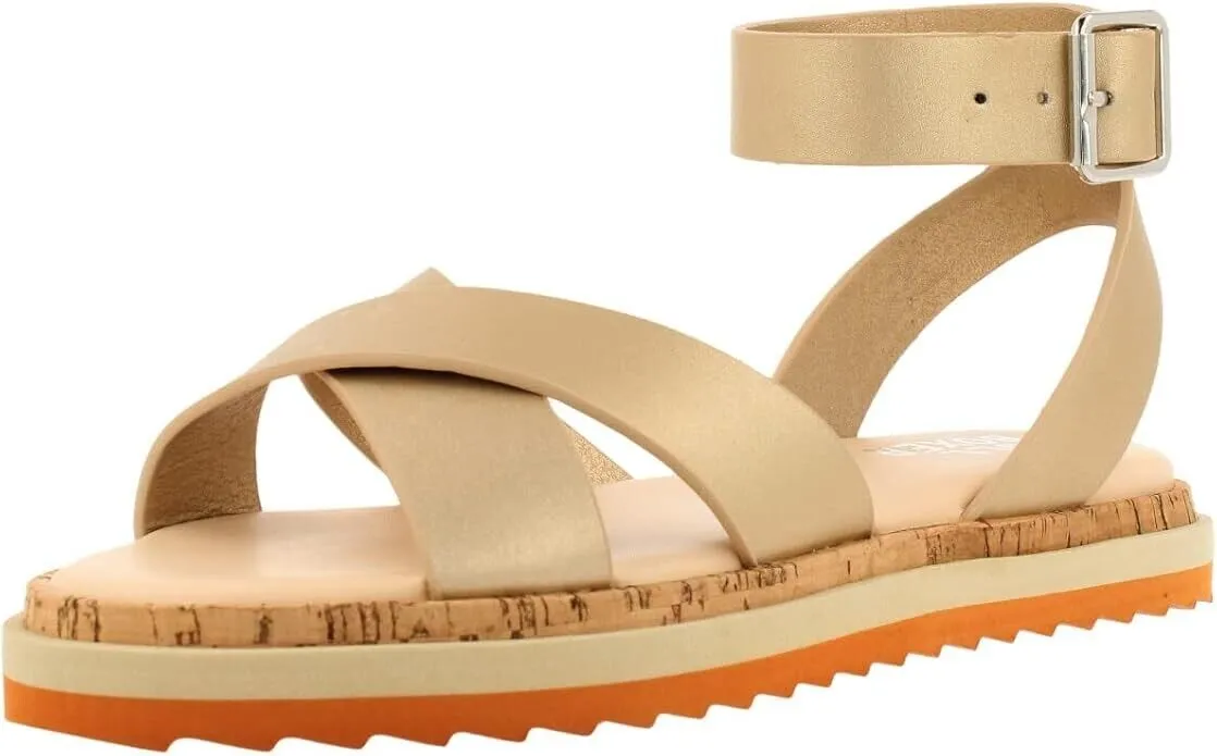 Bullboxer Waltton 053001F1S Sandals Women's 9 Platinum Cutout Ankle Strap KHD758