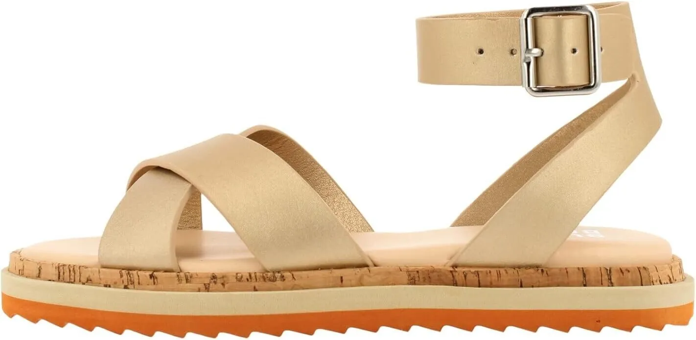 Bullboxer Waltton 053001F1S Sandals Women's 9 Platinum Cutout Ankle Strap KHD758