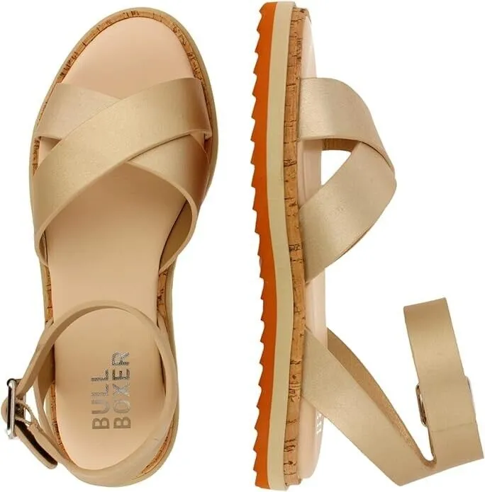 Bullboxer Waltton 053001F1S Sandals Women's 9 Platinum Cutout Ankle Strap KHD758