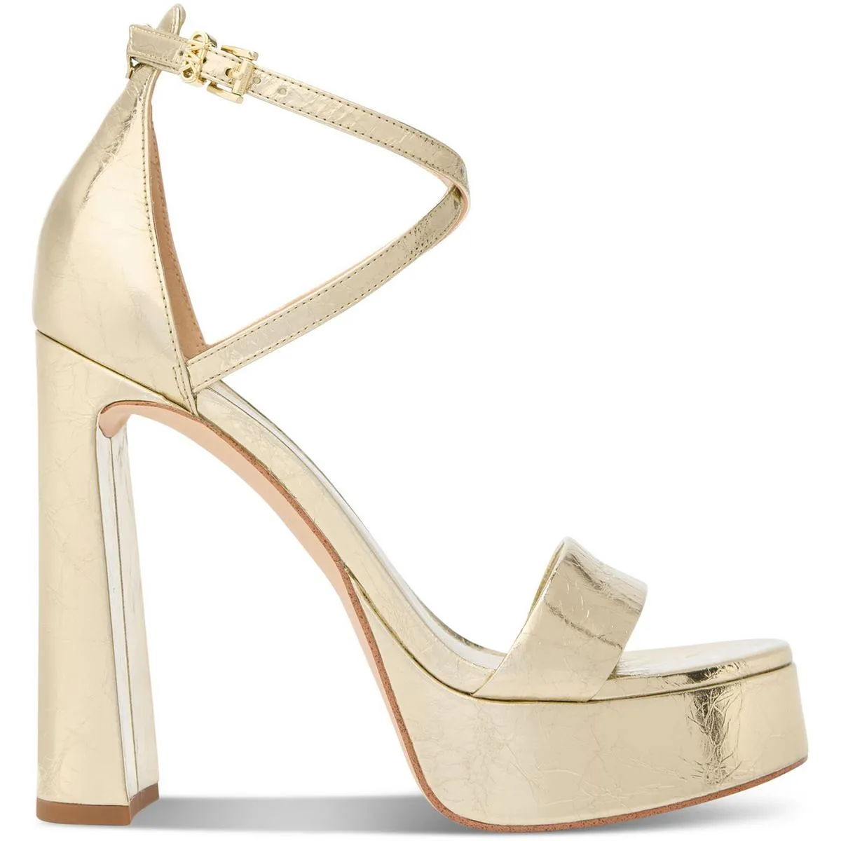 Cami Platform Womens Strappy Crinkled Platform Heels