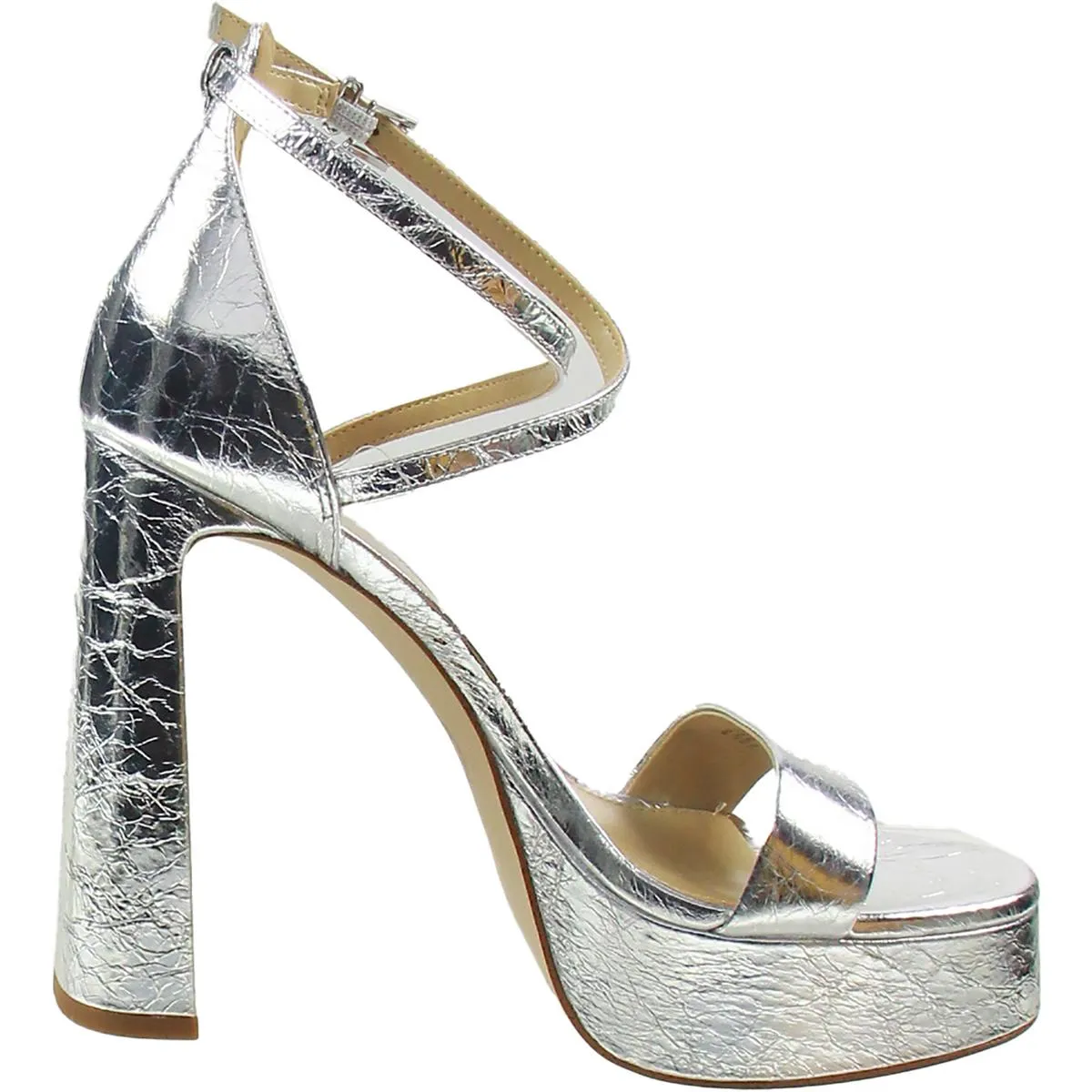 Cami Platform Womens Strappy Crinkled Platform Heels