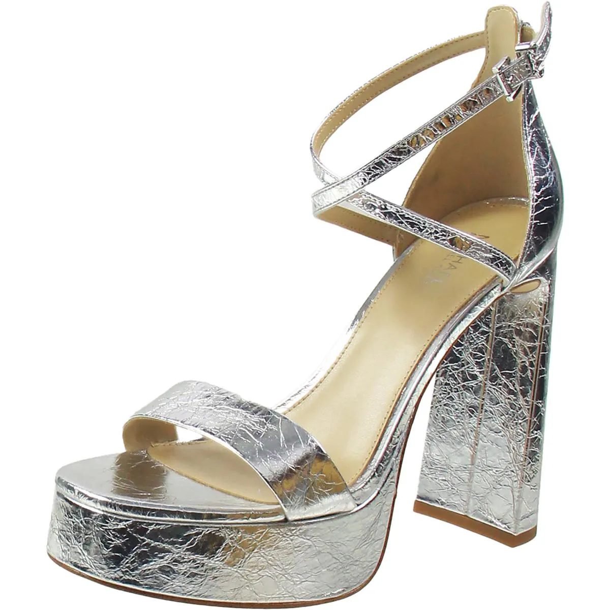 Cami Platform Womens Strappy Crinkled Platform Heels
