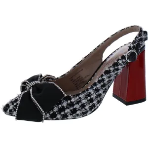Camyla Womens Metallic Pointed Toe Slingback Heels