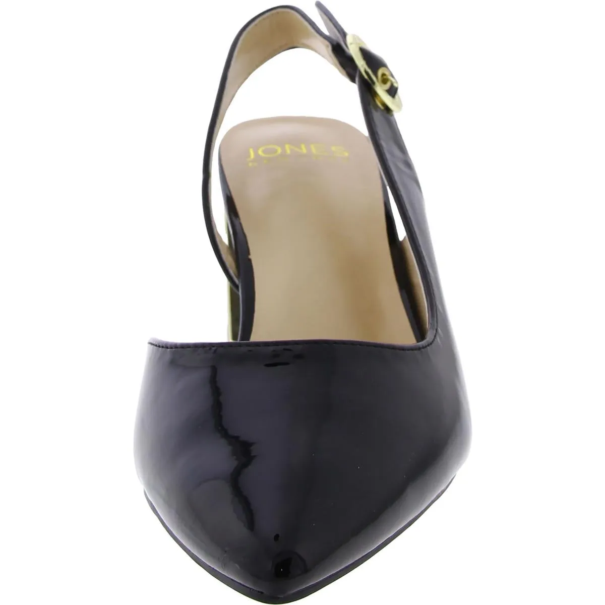 CANDREE Womens Patent Leather Block Heel D'Orsay Heels