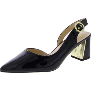 CANDREE Womens Patent Leather Block Heel D'Orsay Heels