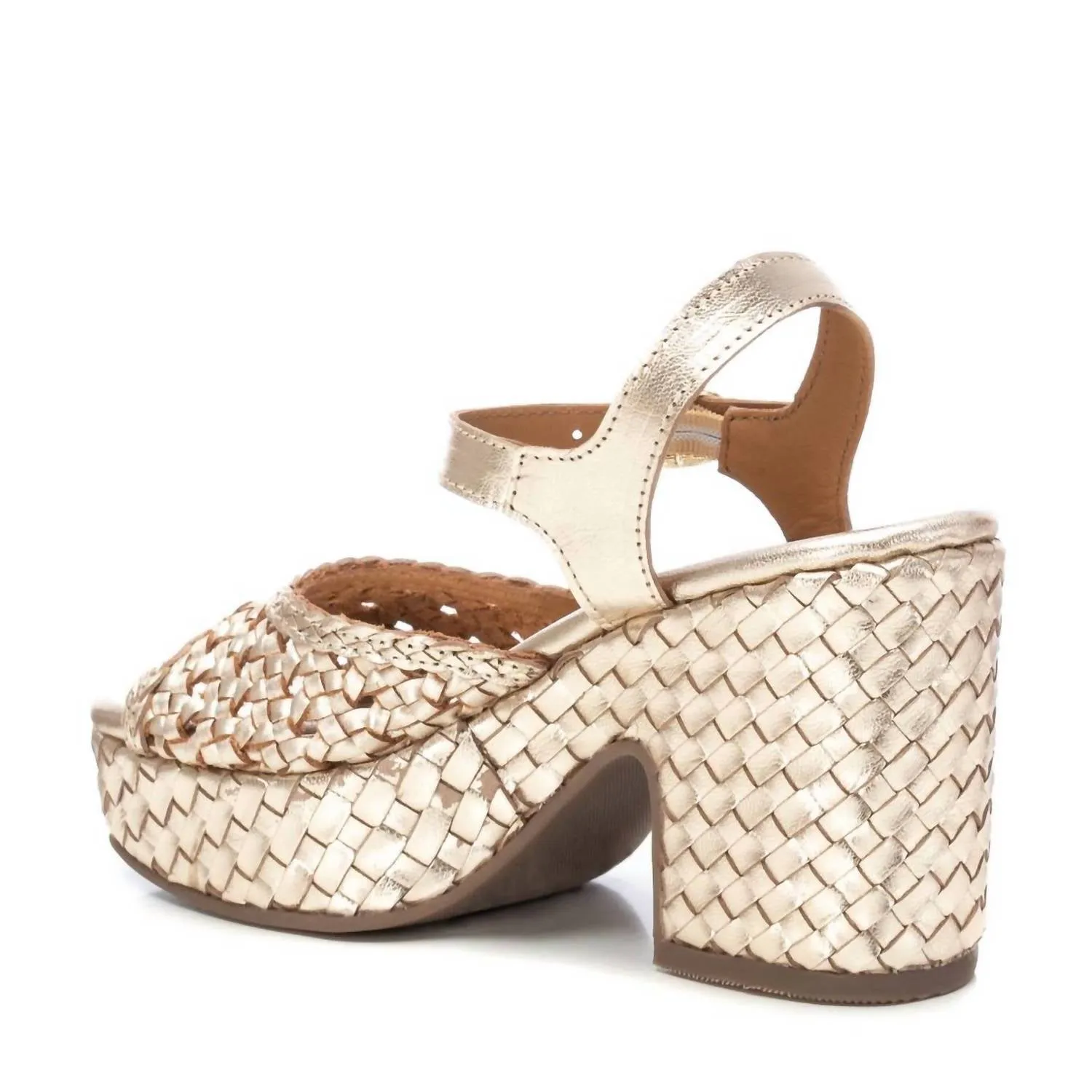 Carmela Leather Heel Sandals In Gold
