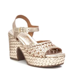 Carmela Leather Heel Sandals In Gold