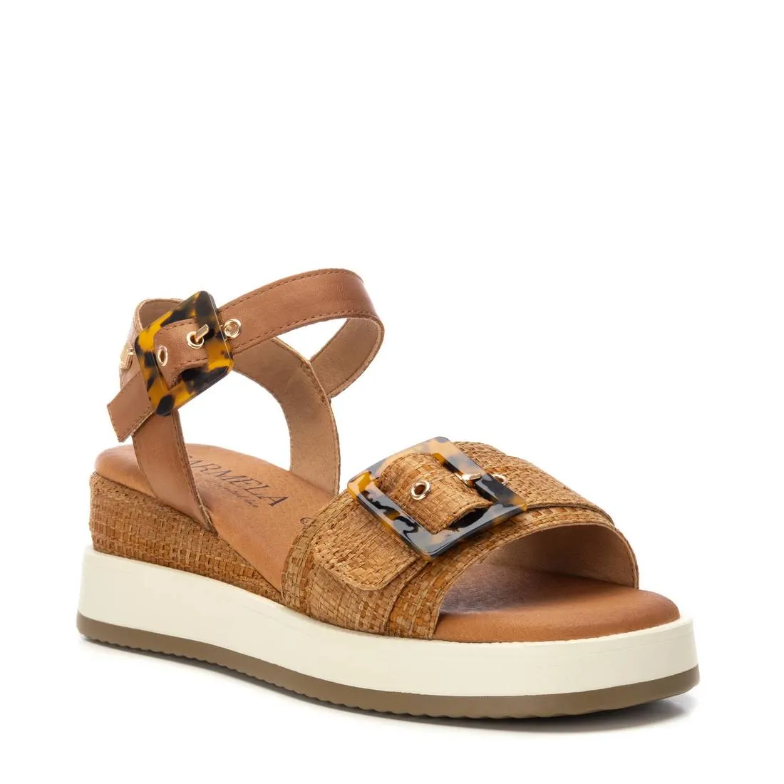 Carmela Leather Women's Wedeg Sandals By XTI