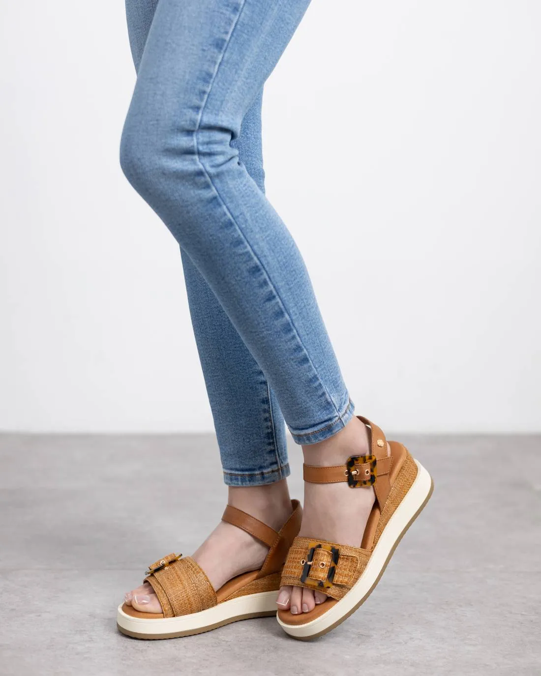 Carmela Leather Women's Wedeg Sandals By XTI