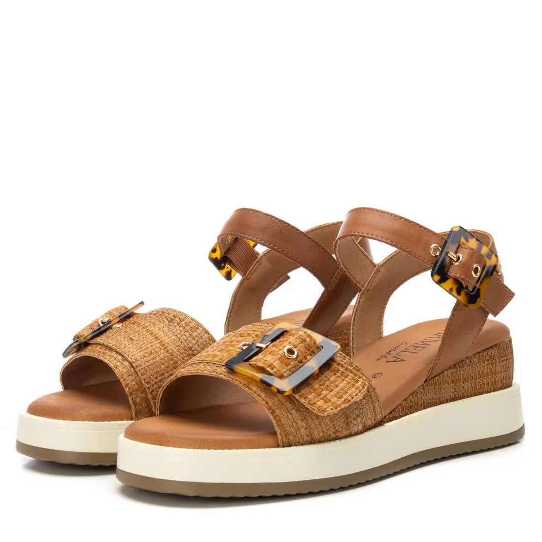 Carmela Leather Women's Wedeg Sandals By XTI