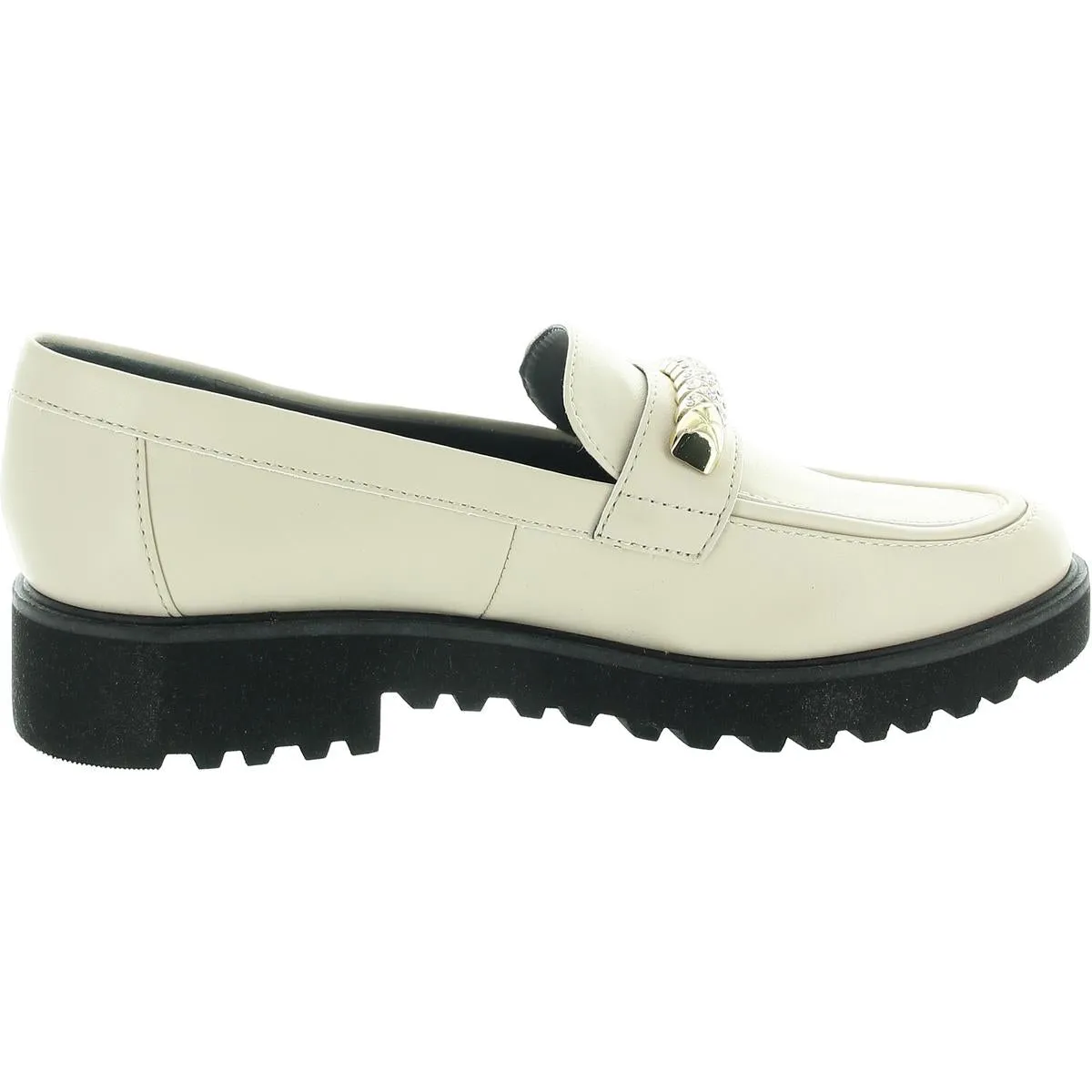 Carol Bling Womens Rhinestone Faux Leather Loafers