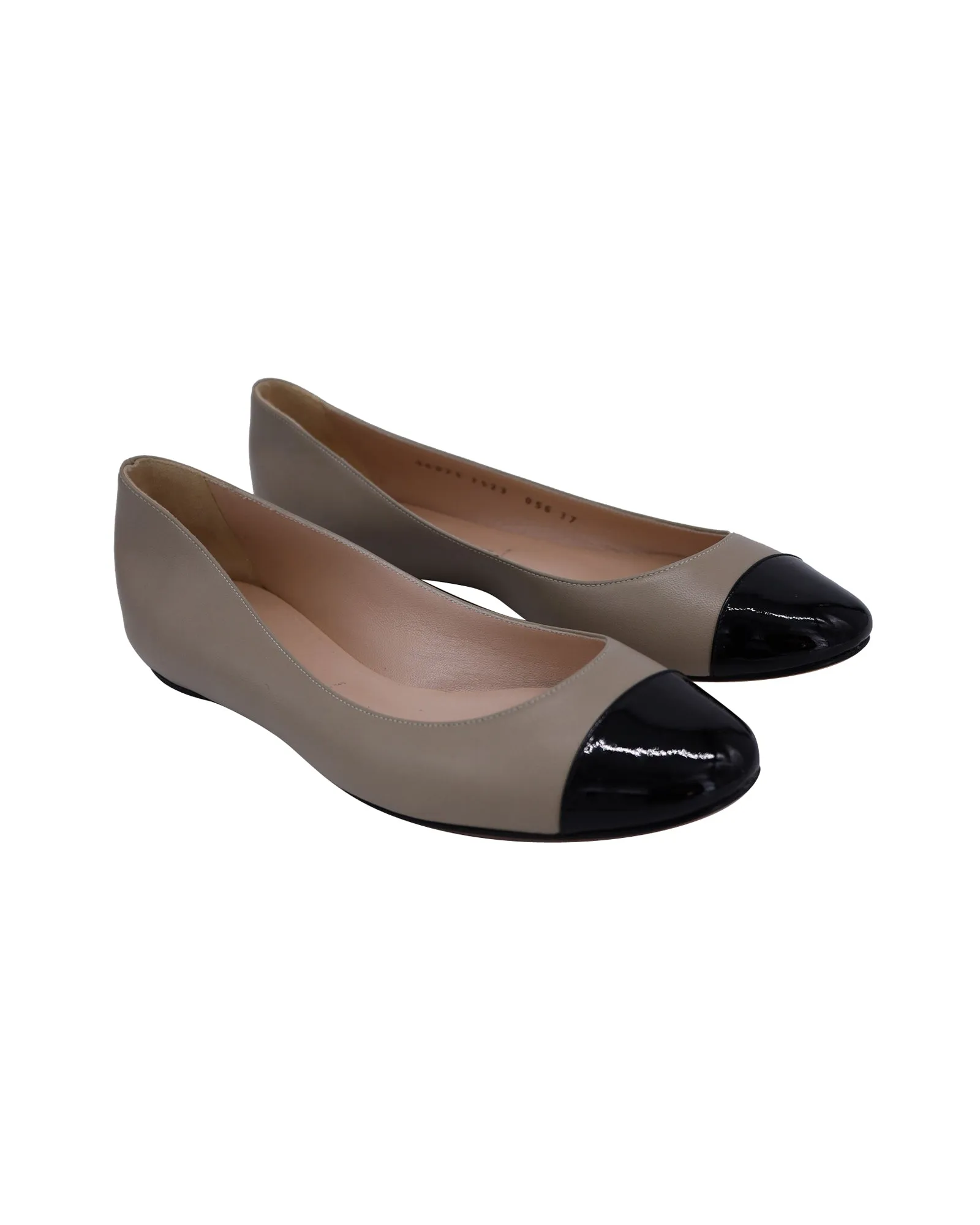 Casadei Cap Toe Ballet Flats in Nude Leather