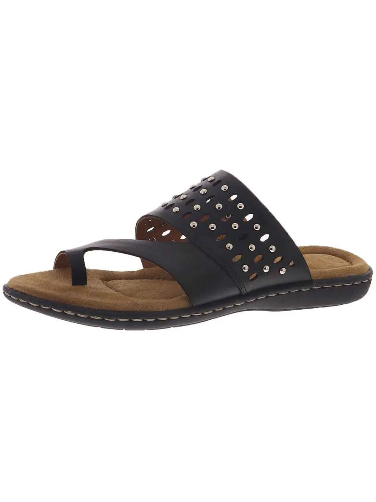 Catalina Womens Leather Studded Slide Sandals