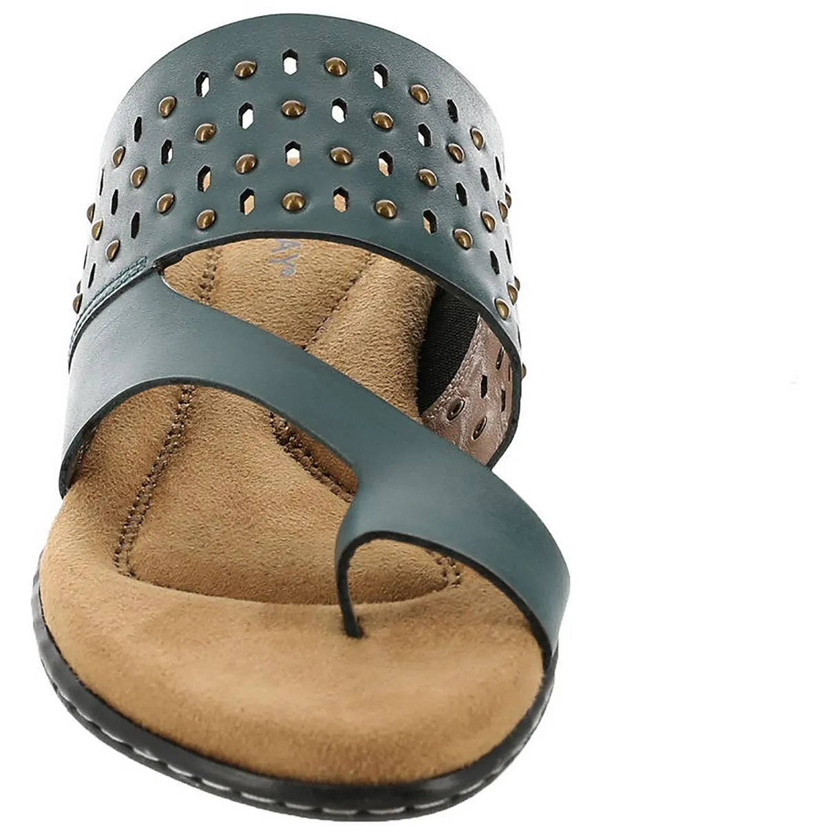 Catalina Womens Leather Studded Slide Sandals