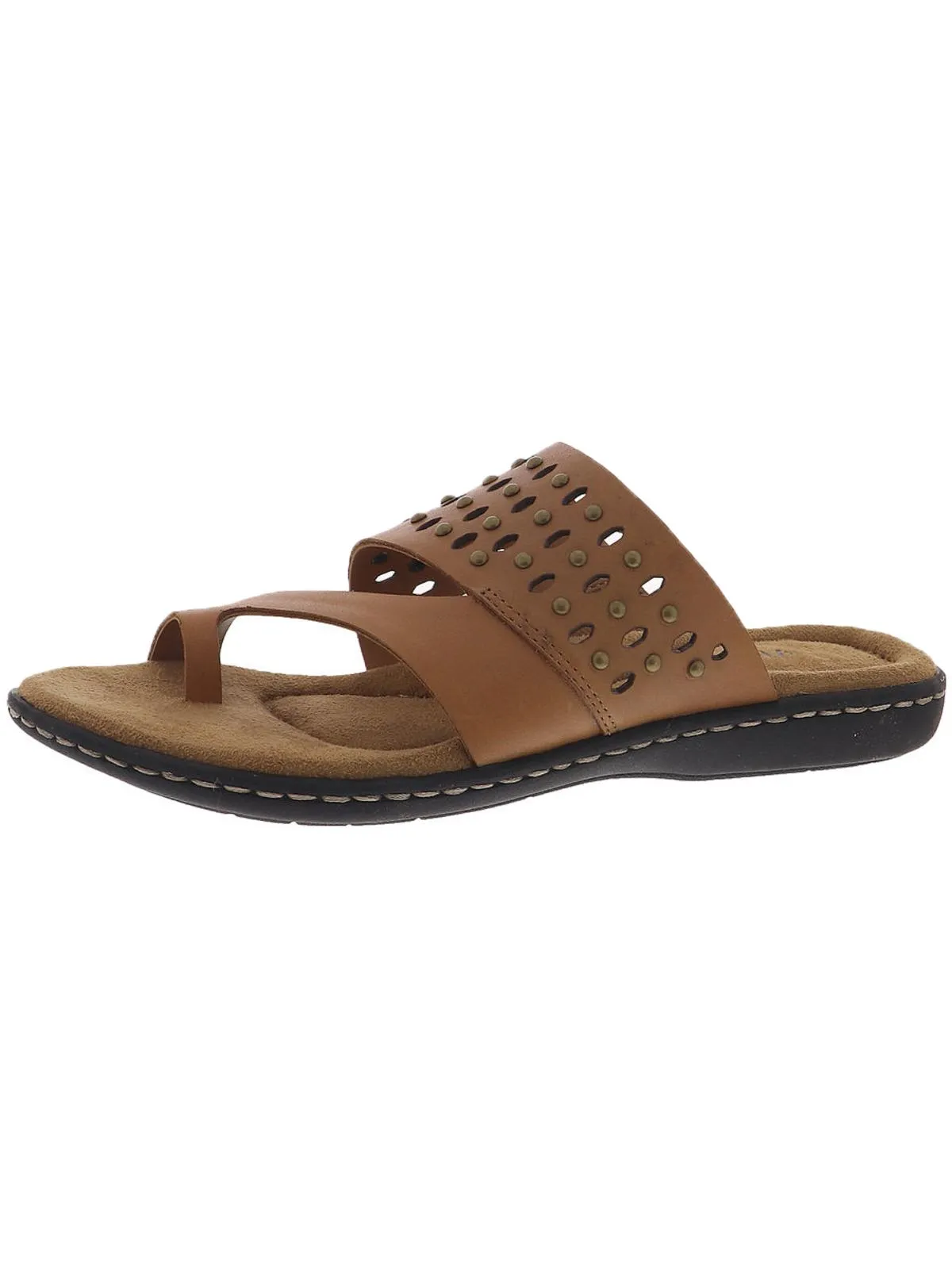 Catalina Womens Leather Studded Slide Sandals