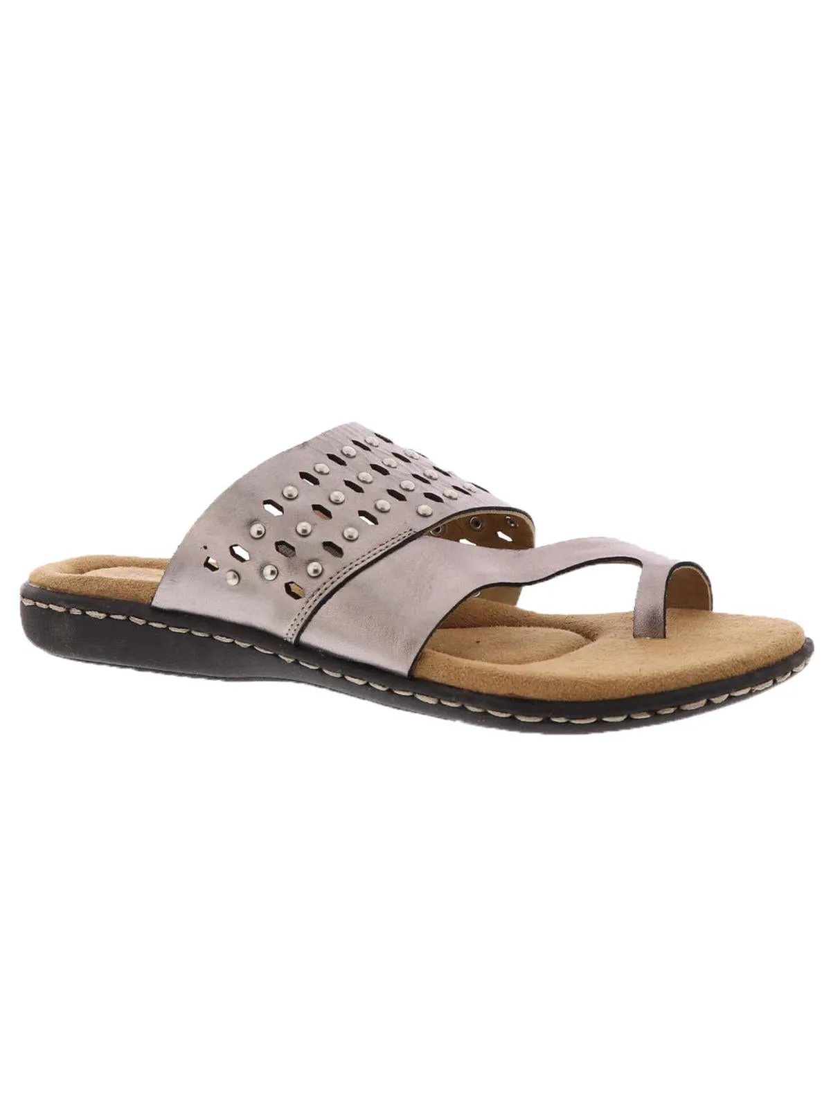 Catalina Womens Leather Studded Slide Sandals