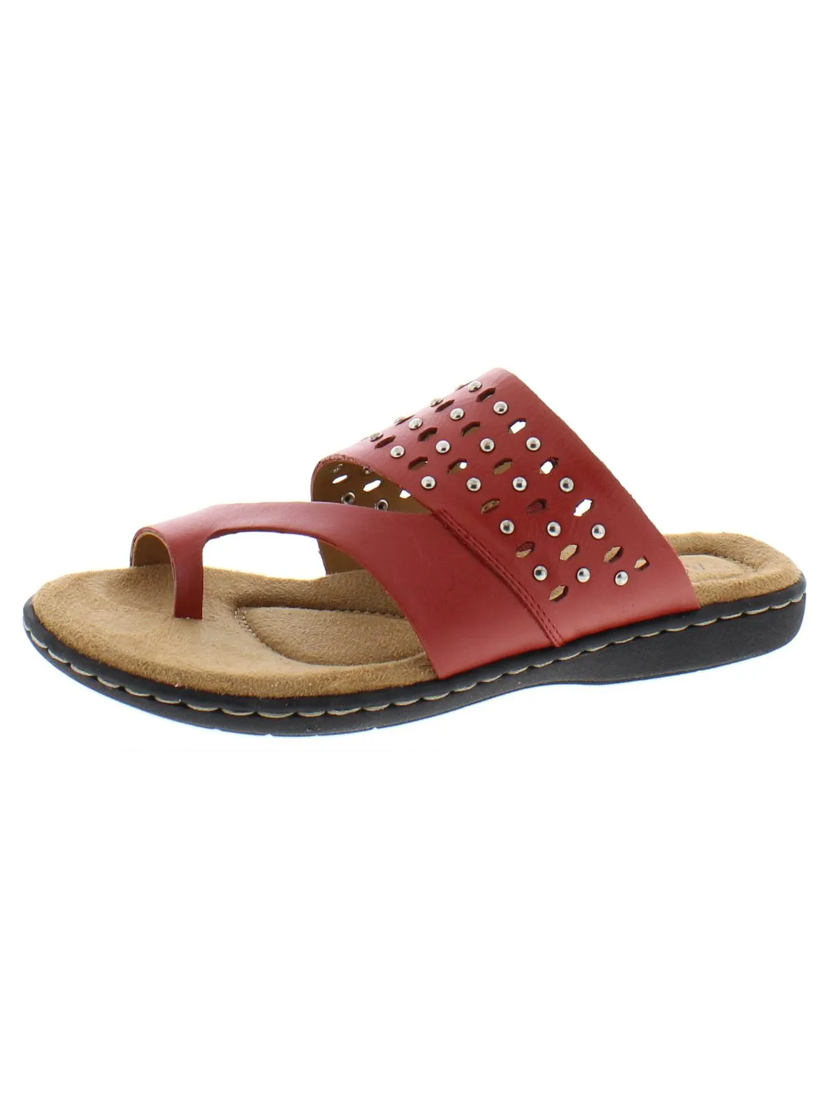 Catalina Womens Leather Studded Slide Sandals