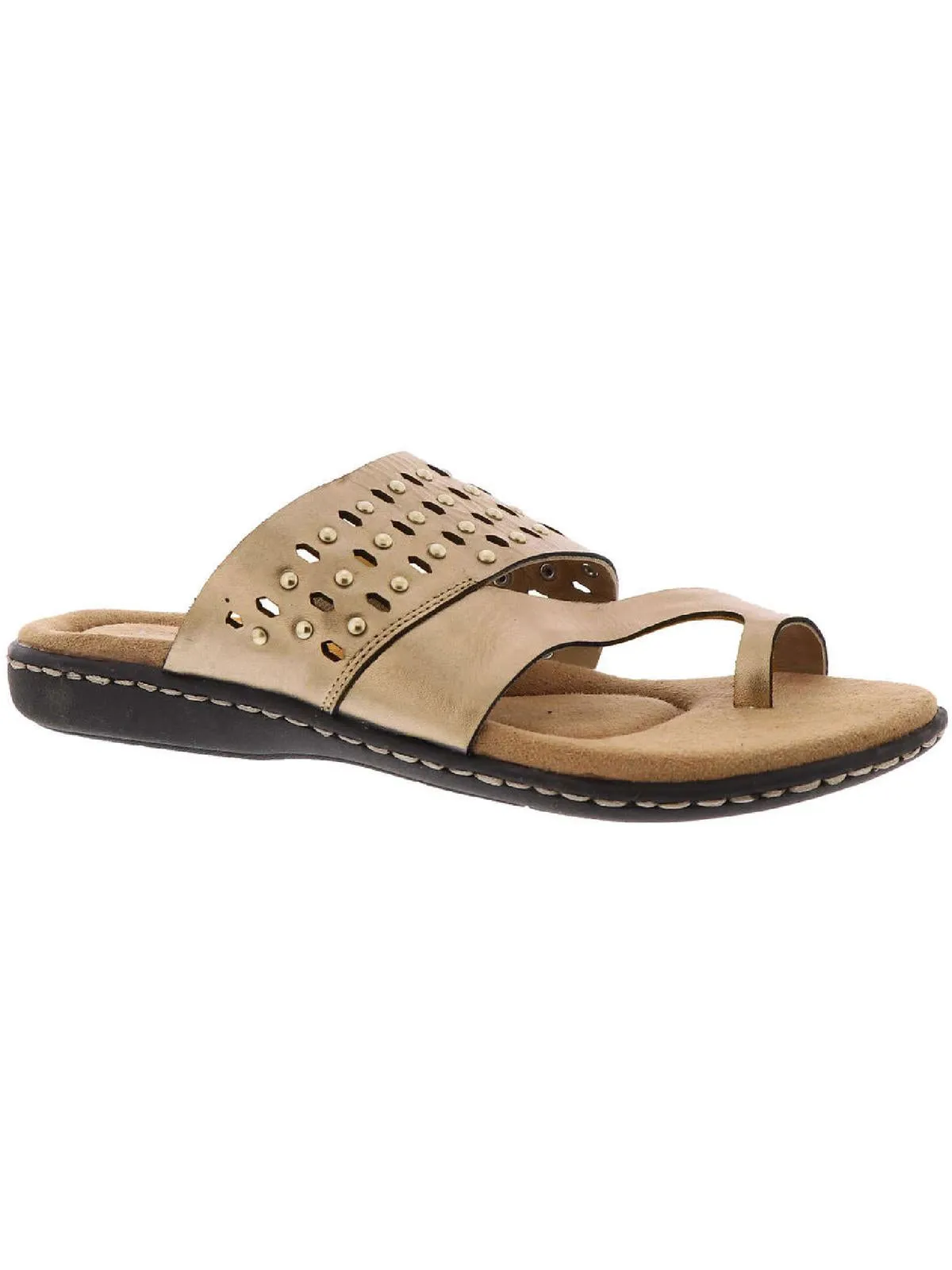 Catalina Womens Leather Studded Slide Sandals