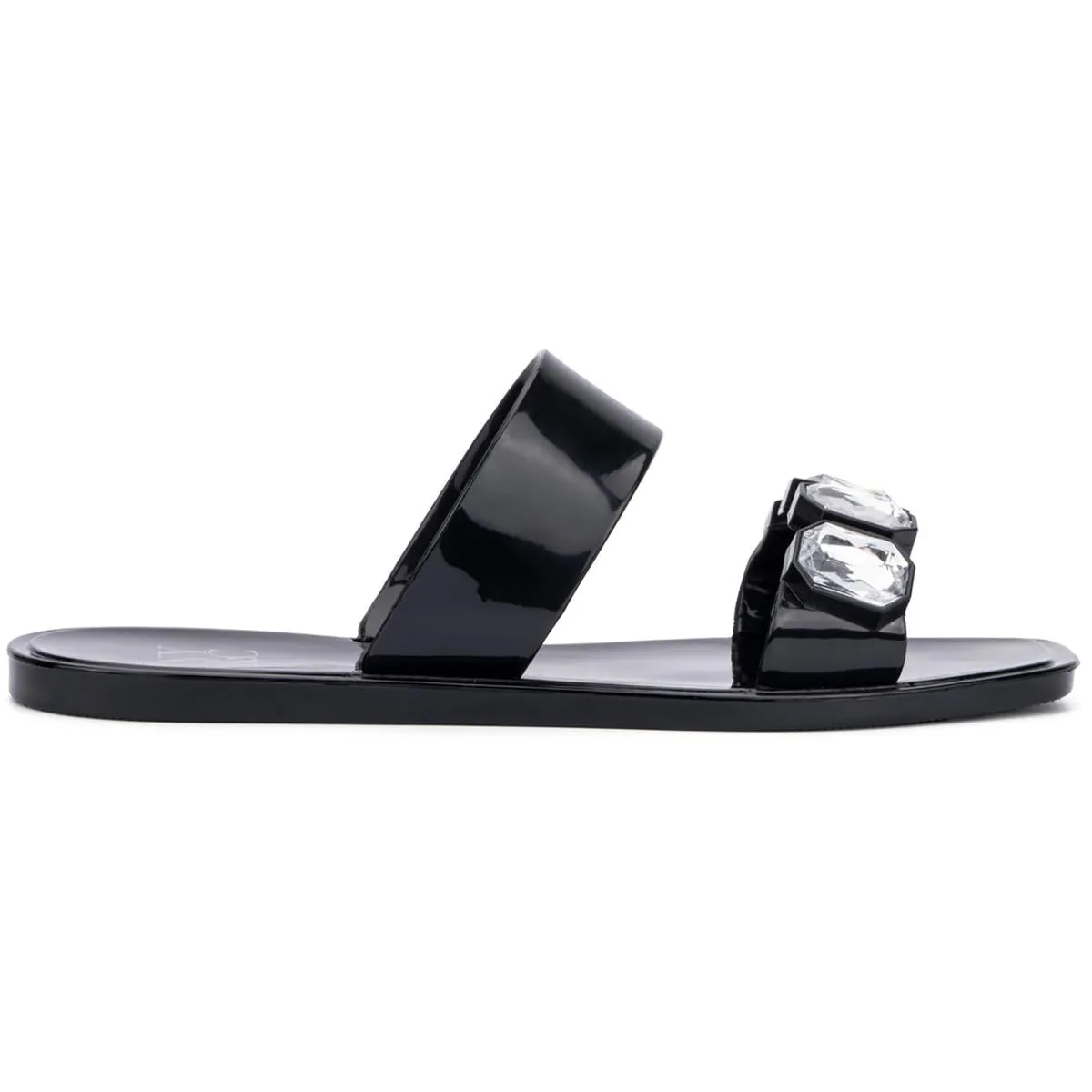 Chantalle Womens Vinyl Rhinestone Jelly Sandals