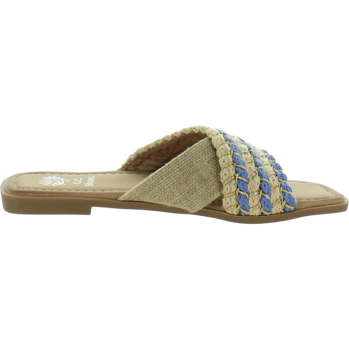 CHARITA Womens Square toe Woven Flatform Sandals