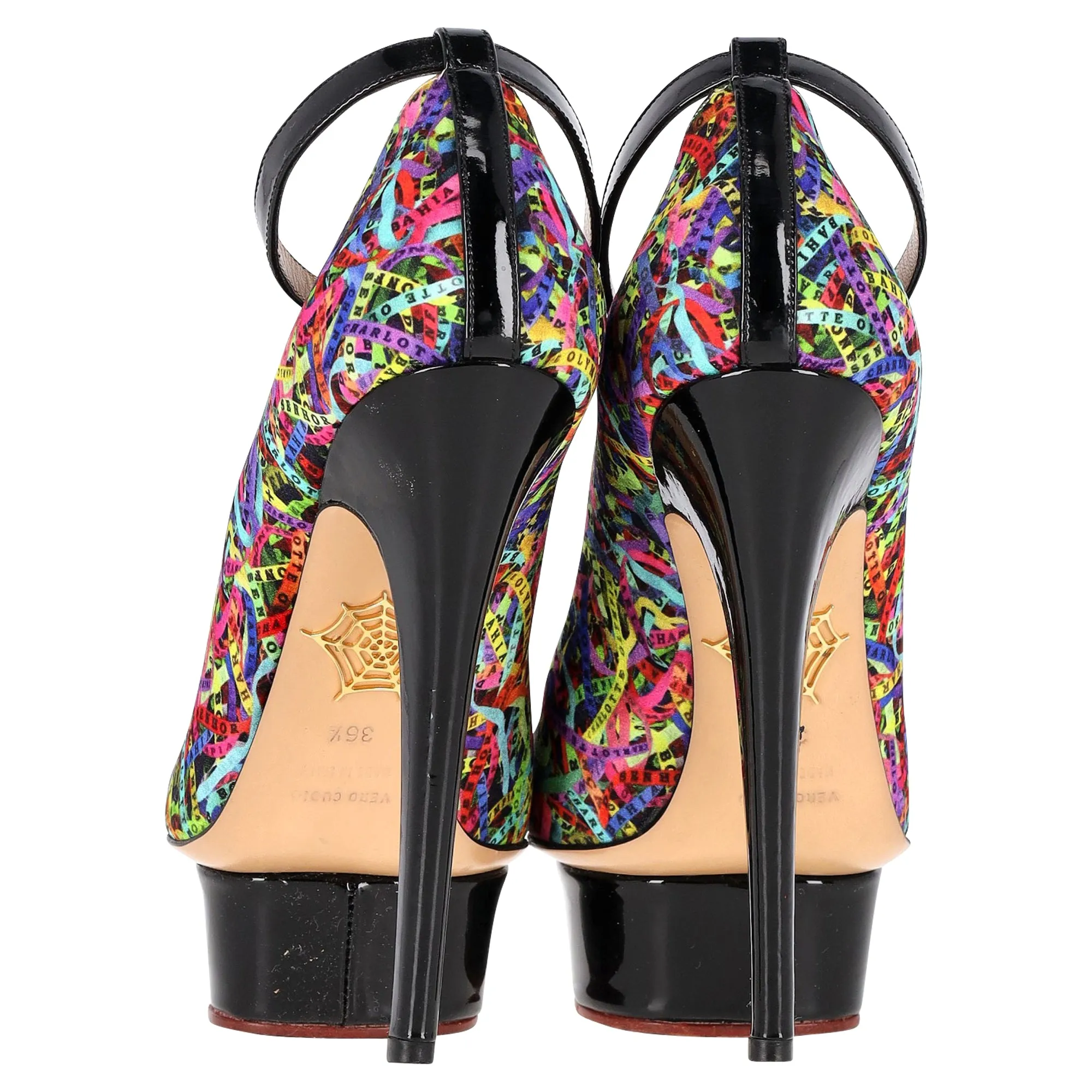 Charlotte Olympia Platform Pumps in Multicolor Satin