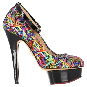 Charlotte Olympia Platform Pumps in Multicolor Satin
