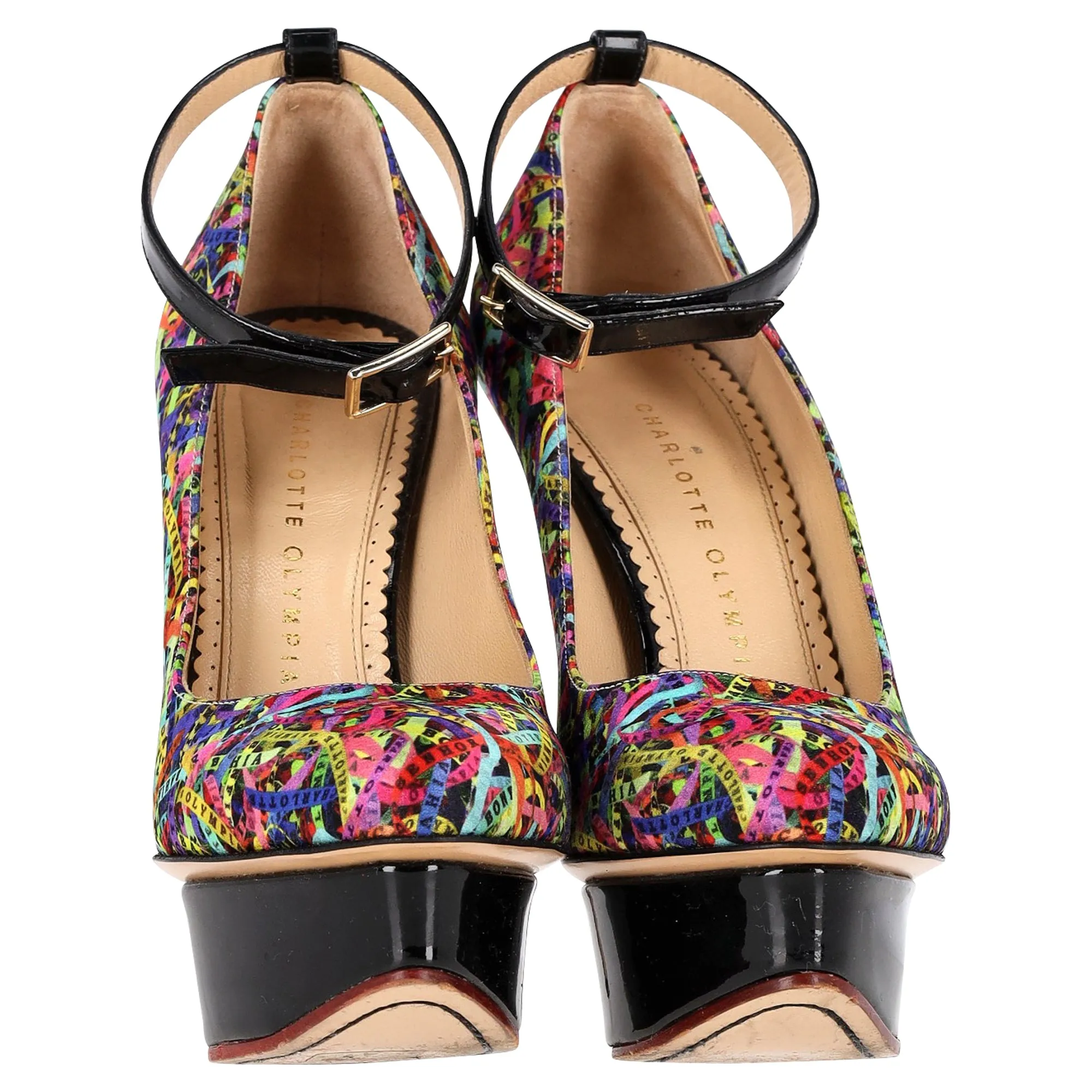 Charlotte Olympia Platform Pumps in Multicolor Satin