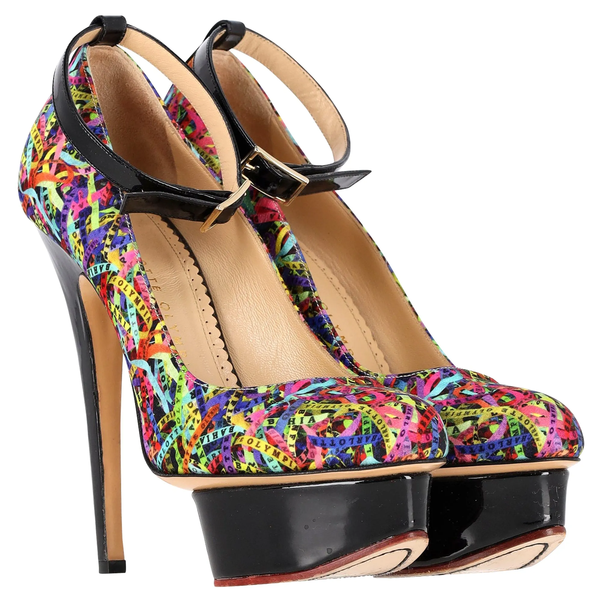 Charlotte Olympia Platform Pumps in Multicolor Satin
