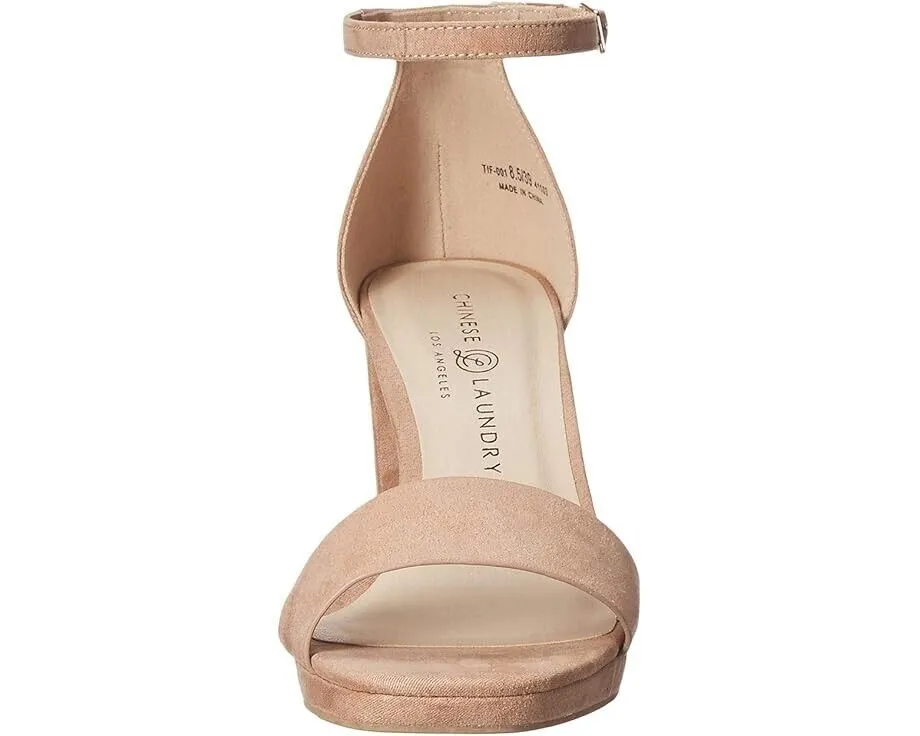 Chinese Laundry Teri Sandals Women US 10 Dark Nude Ankle Strap Block Heel KHD418