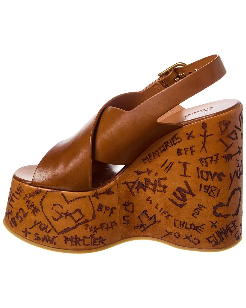 Chlo Maxime Leather Wedge Sandal