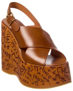 Chlo Maxime Leather Wedge Sandal
