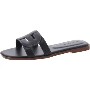 Chrisee Womens Leather Flat Slide Sandals