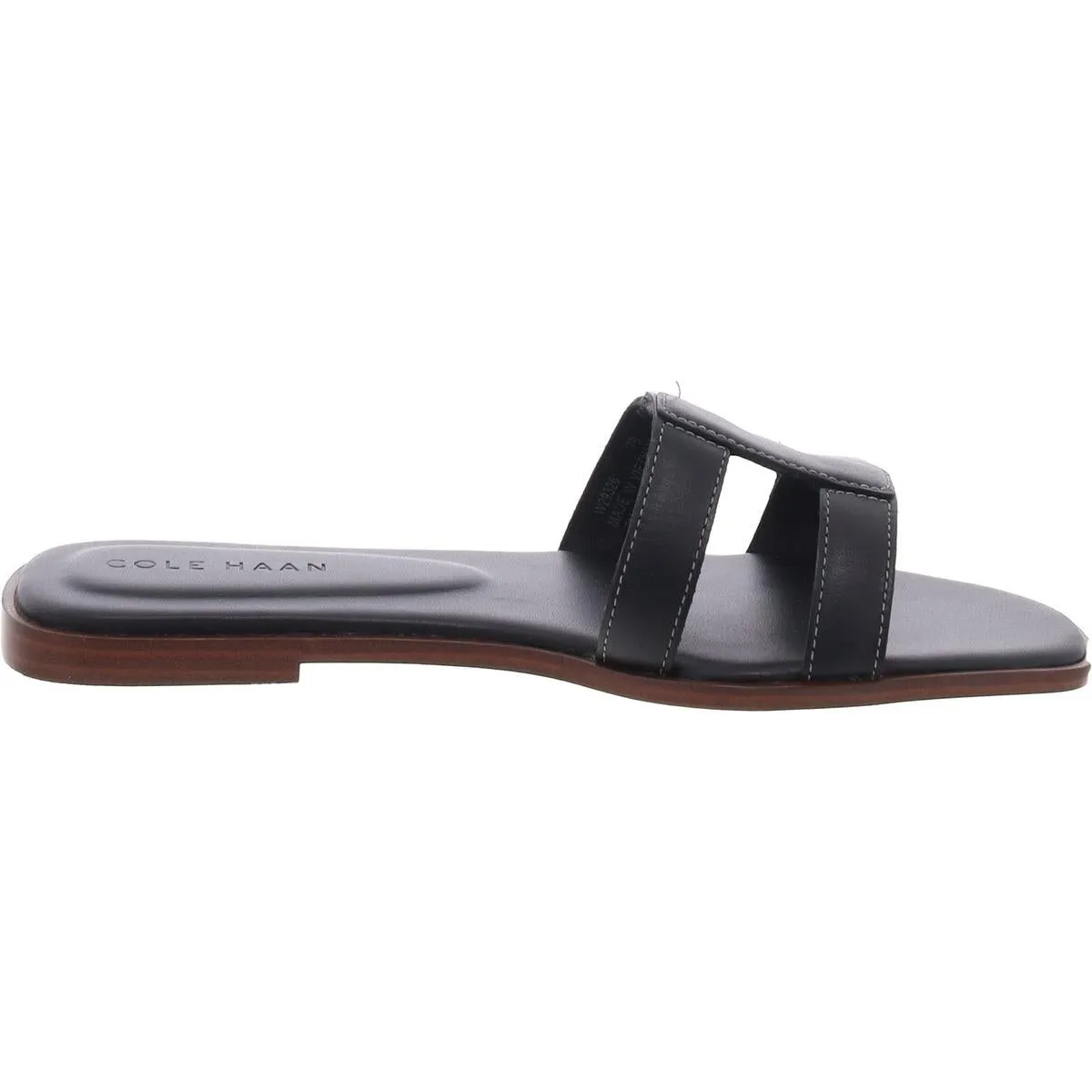 Chrisee Womens Leather Flat Slide Sandals