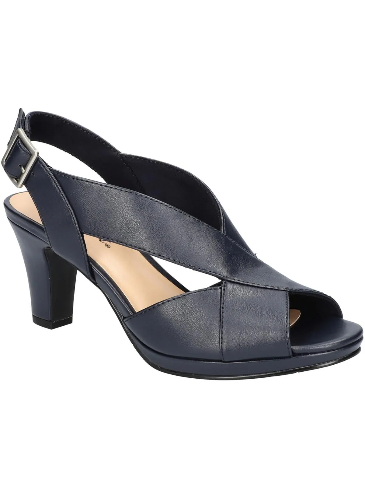 Christy Womens Faux Leather Kitten Heel Slingback Sandals