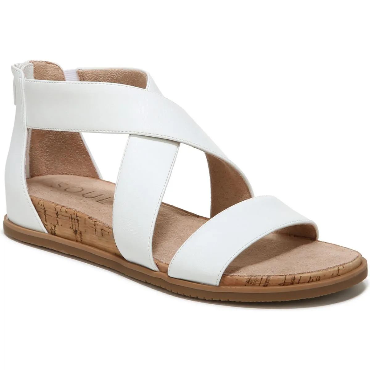 Cindi Womens Faux Leather Strappy Wedge Sandals