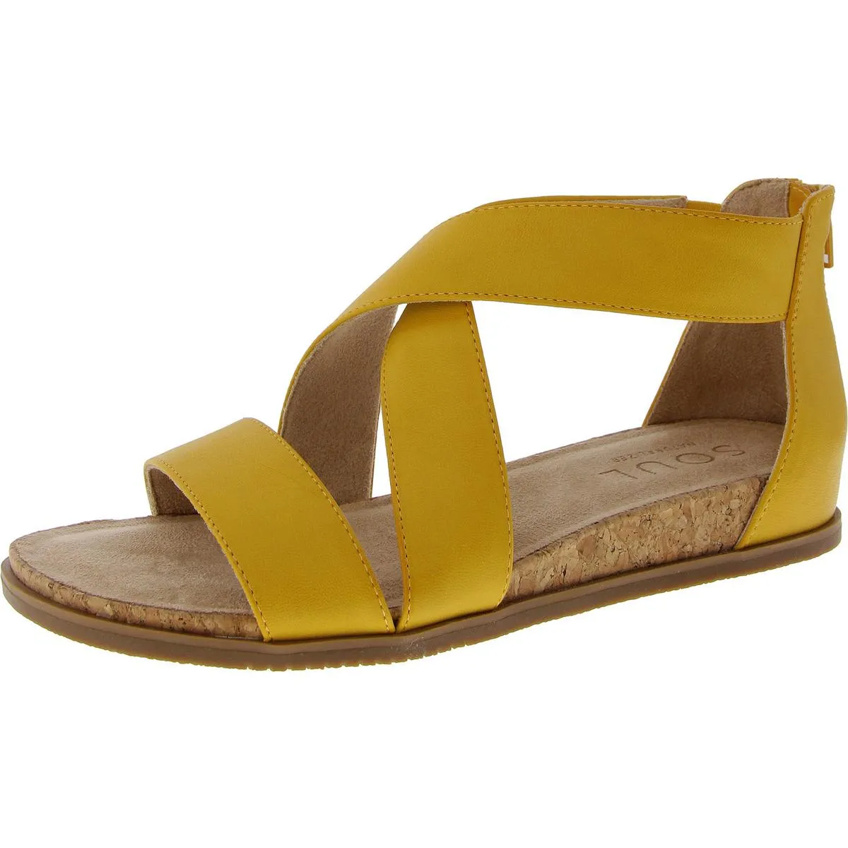 Cindi Womens Faux Leather Strappy Wedge Sandals