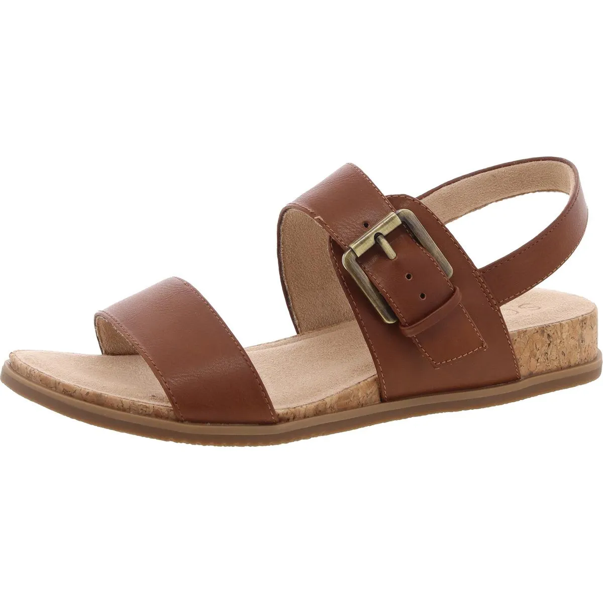 Cindi Womens Faux Leather Strappy Wedge Sandals